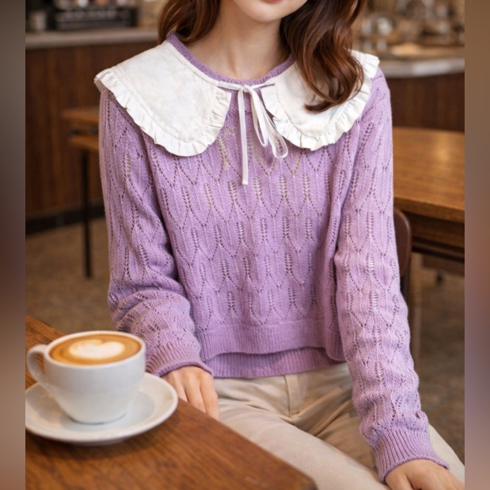 😍 Vintage Mohair Sweater with Peter Pan Collar